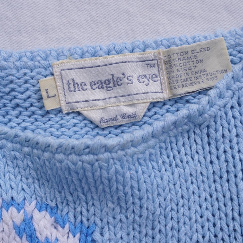 Vintage 1990s‎ Eagle's Eye adorable pastel bunny cotton/ramie handknit sweater - Picture 3 of 8
